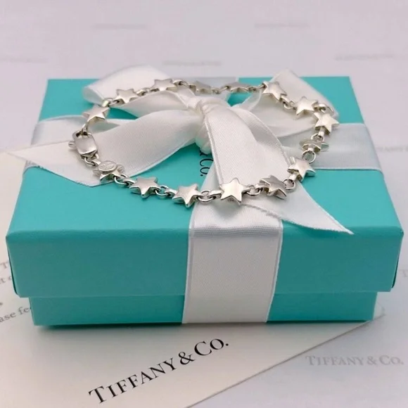 Tiffany & Co. Star Link Chain Bracelet Sterling Silver 925 T&Co Gift Pouch & Box - Picture 7 of 10